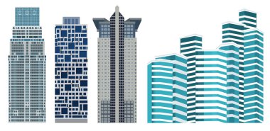 Kiev, Ukrayna 'daki gökdelenler. Renk vektörü illüstrasyonu