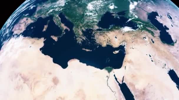 Vista Espaço Norte África Mar Mediterrâneo Europa Oriental — Vídeo de Stock