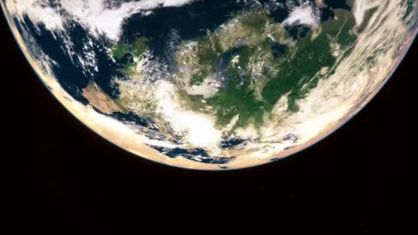 Animering Från Rymden Till Planeten Jorden Planetens Rotation — Stockvideo