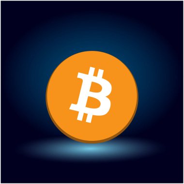 Mavi arkaplanda vektör düz bitcoin sembolü