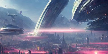 fantasy landscape with river and forest-3d illustration