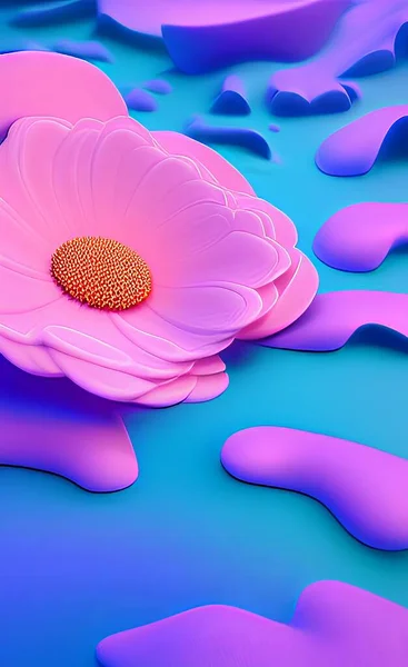 3d illustration of a purple flower with a white background