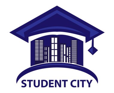Eğitim Şehri vektör logosu şablonu. Bu tasarım kasaba ve kitap sembolü kullanır. Öğrenmek için uygun.