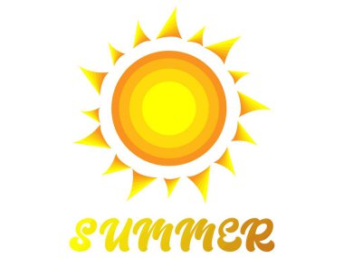Yaz logosu, plaj, güneş ve palmiye ağacı