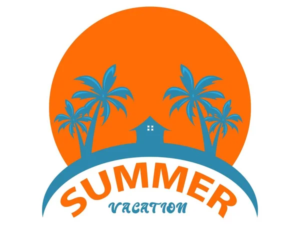 Logo Estivo Spiaggia Sole Palma — Vettoriale Stock