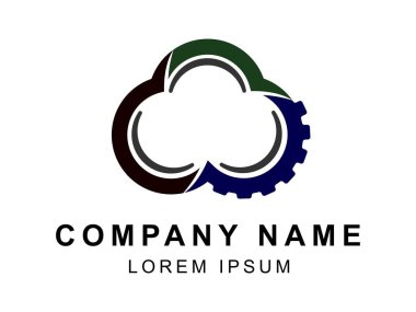 İş yerleri için logolar ve diğerleri, bulutlar ve makine dişlileri şeklinde.