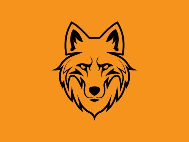 Turuncu arkaplanda kurt başı logo vektörü