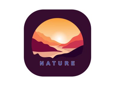 landscape scenery gradient logo icon sticker clipart