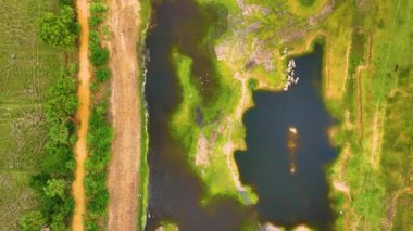 Küçük göletli güzel bir yer - Hava manzaralı.