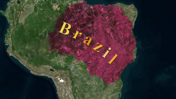 Brazilië Kaart Animatie — Stockvideo