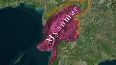 Myanmar Haritası - Animasyon 3D