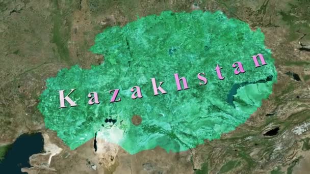 Карта Казахстана Анимированная — стоковое видео