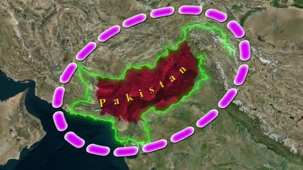 Карта Пакистана Анимированная — стоковое видео