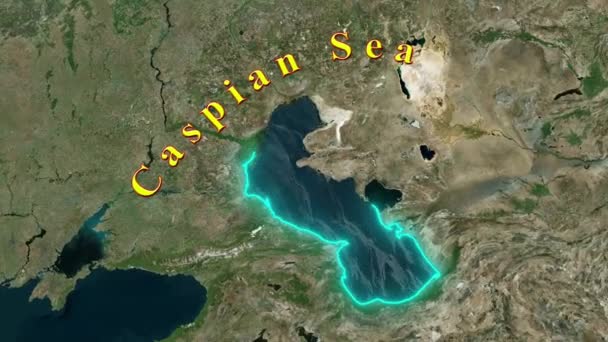 Карта Каспия Animated — стоковое видео