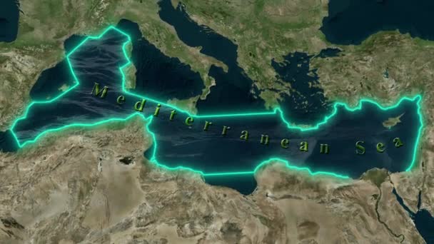 Карта Средиземного Моря Animated — стоковое видео