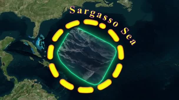 Χάρτης Της Θάλασσας Σαργάσο Animated — Αρχείο Βίντεο
