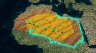 Sahra Çöl Haritası - Animasyon 3D