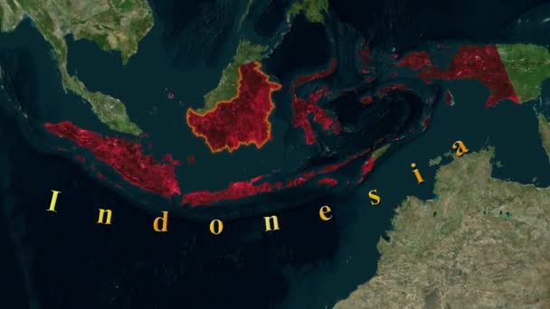 印度尼西亚地图 动画3D — 图库视频影像