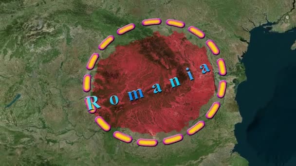 Карта Румынии Анимированная — стоковое видео