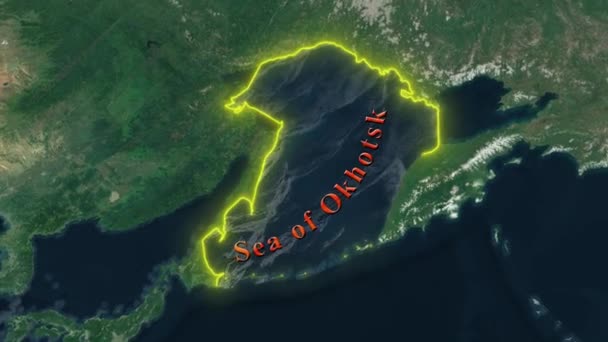 Sea Okhotsk Map Animerad — Stockvideo