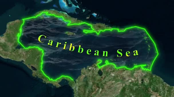 Mapa Mar Caribe Animado — Vídeo de Stock