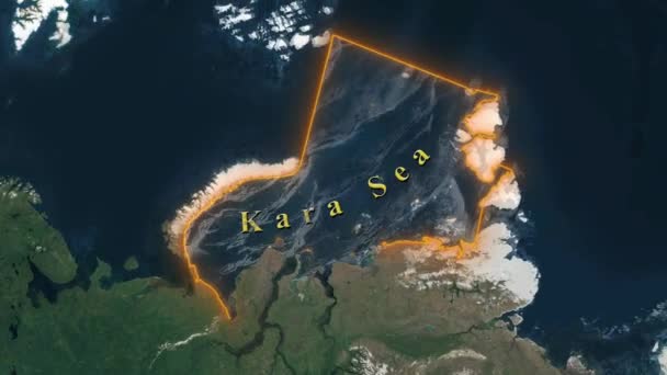 Kara Sea Map Animerad — Stockvideo