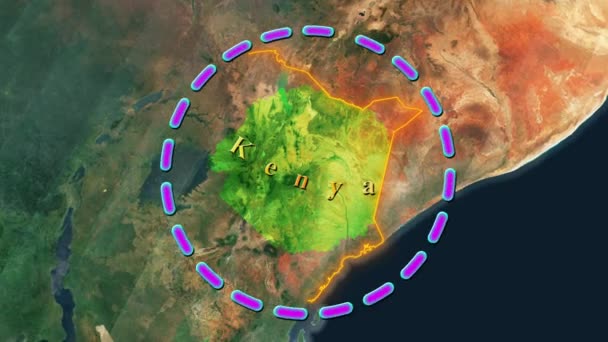 Карта Кении Animated — стоковое видео
