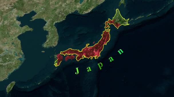 Mapa Japonii Animowane — Wideo stockowe