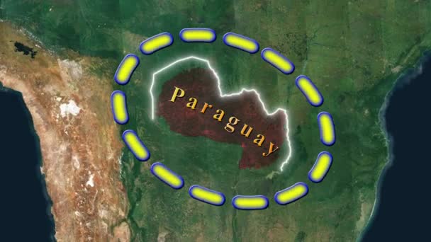 Карта Парагвая Анимированная — стоковое видео