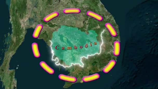 Карта Камбодии Анимированная — стоковое видео