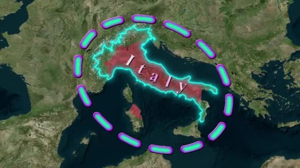 Карта Италии Анимированная — стоковое видео