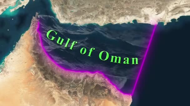 Mapa Ománského Zálivu — Stock video