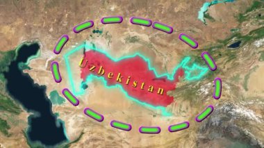 Özbekistan Haritası - Canlandırılmış 3B