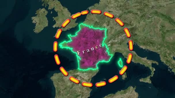 Карта Франции Анимированная — стоковое видео