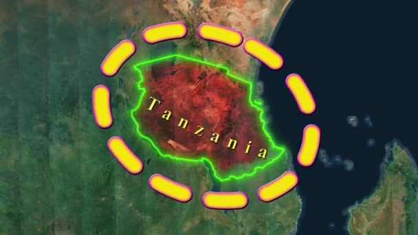 Танзанія Карта Анімовані — стокове відео