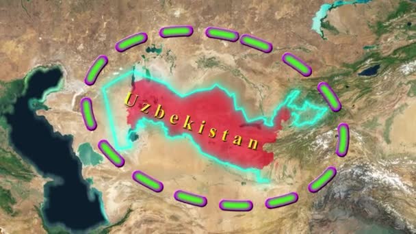Üzbegisztán Térkép Animált — Stock videók