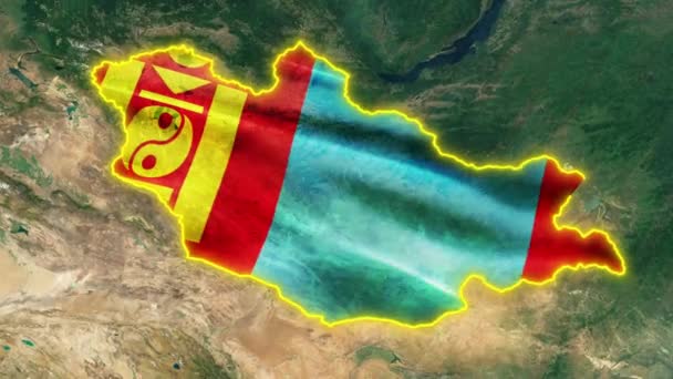 Moğolistan Bayrağı Animasyon — Stok video