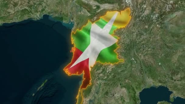 Флаг Мьянмы Анимационный — стоковое видео