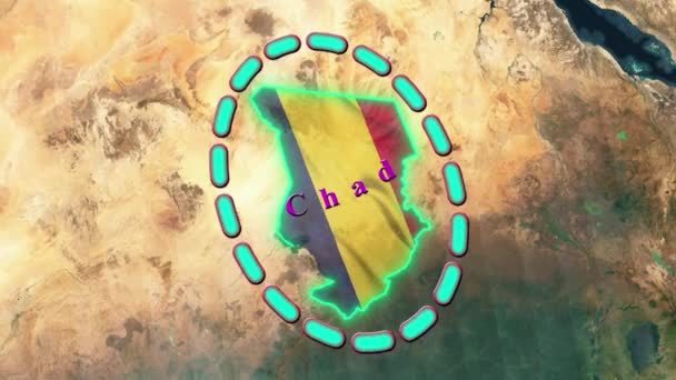 Чадський Прапор Анімовані — стокове відео