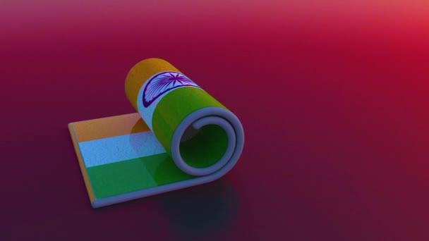 Bandeira Índia Animação Rolante — Vídeo de Stock