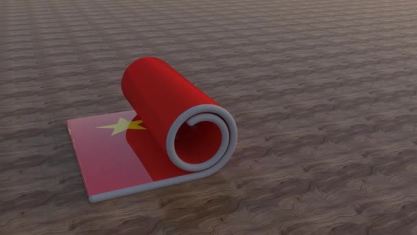 Čínská Vlajka Rolling Animation — Stock video