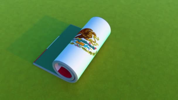 Bandera México Animación Rodante — Vídeo de stock