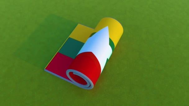 Флаг Мьянмы Rolling Animation — стоковое видео