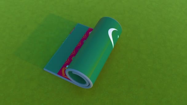 Флаг Туркменистана Rolling Animation — стоковое видео