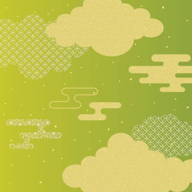 Yeni yılın yeşil ve altın bulutlarının arkaplan malzemesi..