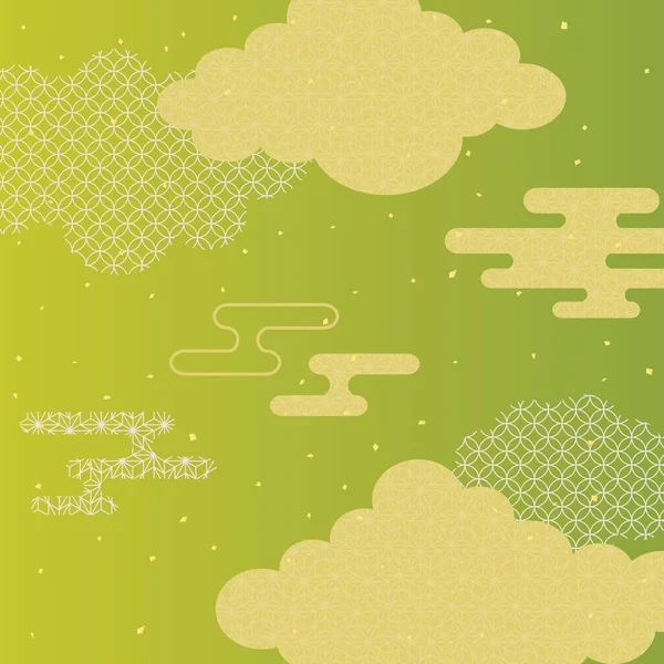 Yeni yılın yeşil ve altın bulutlarının arkaplan malzemesi..
