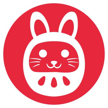 Tavşan Yılının Yeni Yıl Kartı mührü. Bu bir tavşan Dharma bebeği..