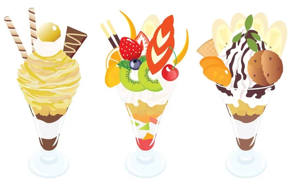 Illustration Des Parfaits Marron Chocolat Fruits — Image vectorielle