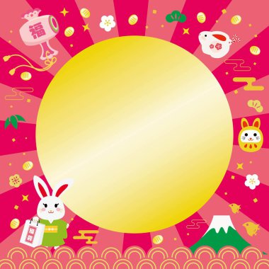 Background of the New Year sale of the Year of the Rabbit and Japanese letter. Translation : 