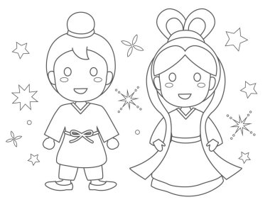 Yıldız Festivalinin Boyası. Bu Tanabata festivalinin boyama sırası..